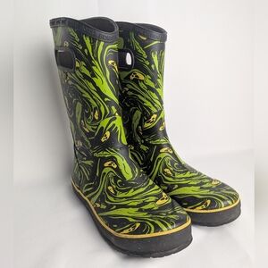 BOGS Rainboots Youth Size 6 Or Women Size 8 Waterproof Spooky Faces Pattern